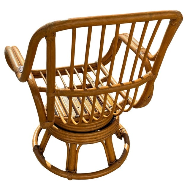 Restored 1940s Rattan Double-Strand Swivel Seat Lounge Chair - 5