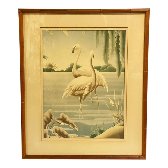 1940 Tropical Flamingo Lovers Scenic Print, by Billy Seay for Turner (1 of 10)