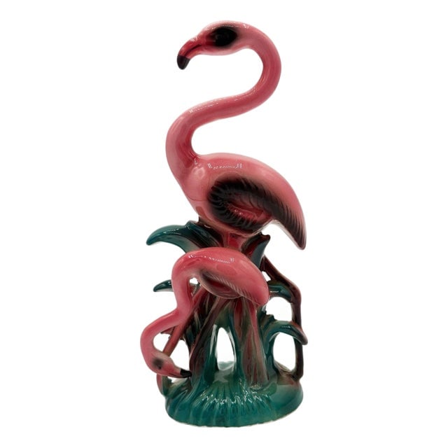 Mid-Century California Mother & Child Pink Flamingo Ceramic Tabletop Statue (1 of 5)