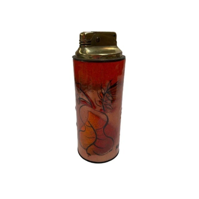 Mid Century Enameled Brass Lighter & Ashtray Set by Sascha Brastoff - 7