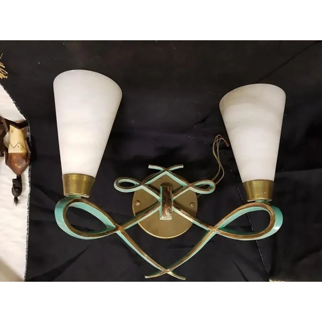 Bronze Sconce With Alabaster Shades in a Jules Leleu Style, Pair - 2