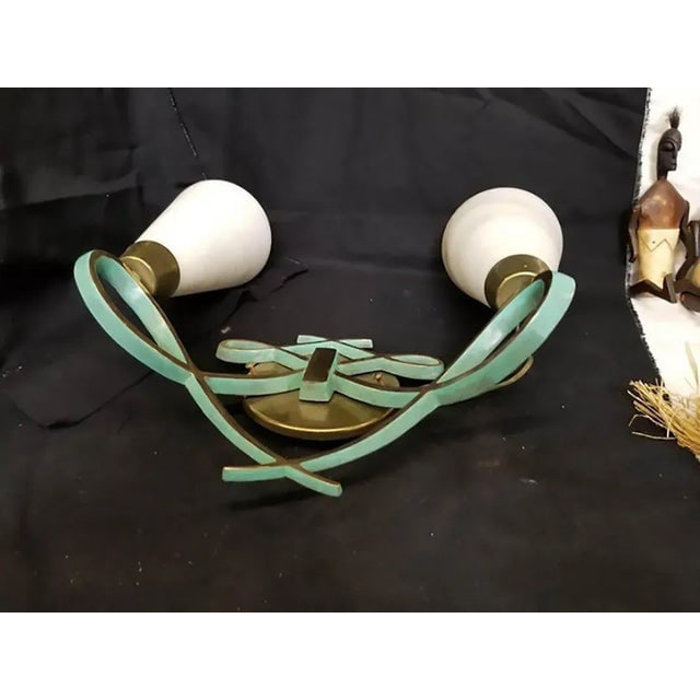 Bronze Sconce With Alabaster Shades in a Jules Leleu Style, Pair - 3
