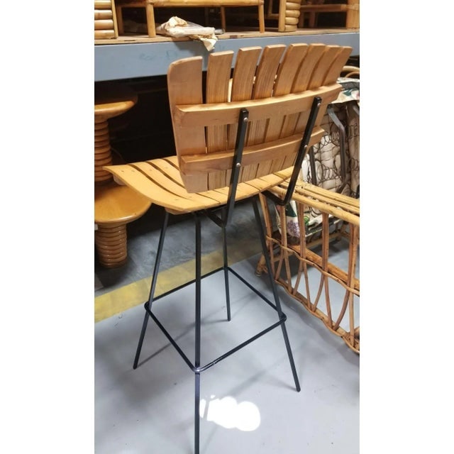 Restored Mid Century Arthur Umanoff Set of 4 Slat Bar Stools - 4