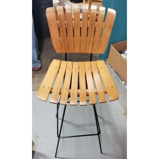 Restored Mid Century Arthur Umanoff Set of 4 Slat Bar Stools - 5