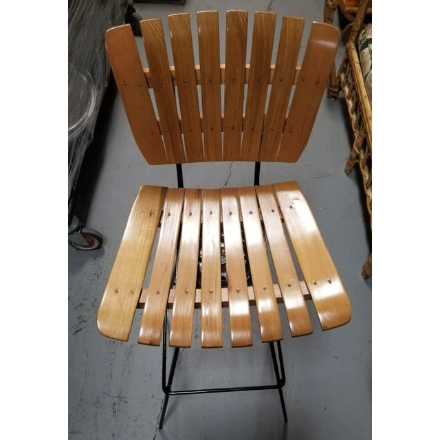 Restored Mid Century Arthur Umanoff Set of 4 Slat Bar Stools - 6