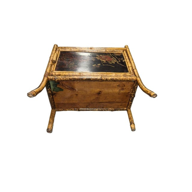 Late 19th Century Victorian Chinoiserie Tiger Bamboo Nightstand With Hand-Painted Lacquer Front - 11