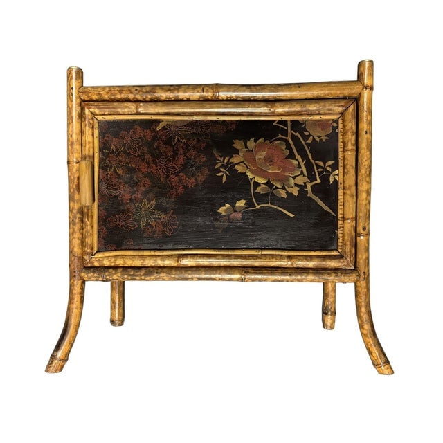 Late 19th Century Victorian Chinoiserie Tiger Bamboo Nightstand With Hand-Painted Lacquer Front - 12
