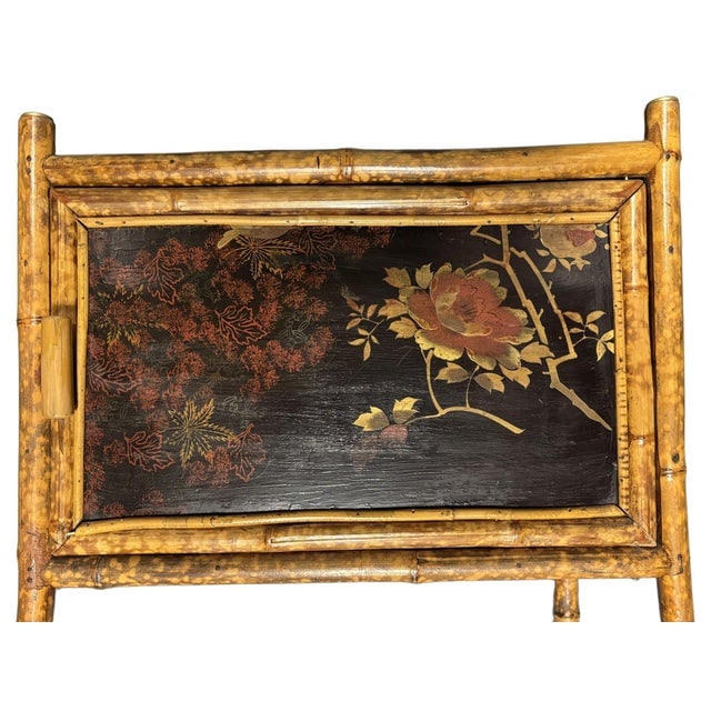 Late 19th Century Victorian Chinoiserie Tiger Bamboo Nightstand With Hand-Painted Lacquer Front - 3
