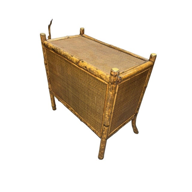 Late 19th Century Victorian Chinoiserie Tiger Bamboo Nightstand With Hand-Painted Lacquer Front - 9