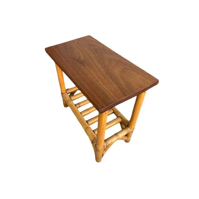 1950s Restored Child Size Floating "Ladder" Rattan Coffee & Side Table Set of 3 - 10