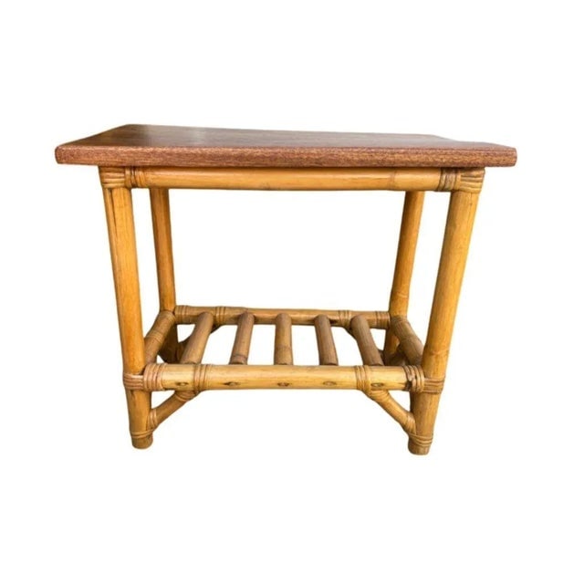 1950s Restored Child Size Floating "Ladder" Rattan Coffee & Side Table Set of 3 - 8
