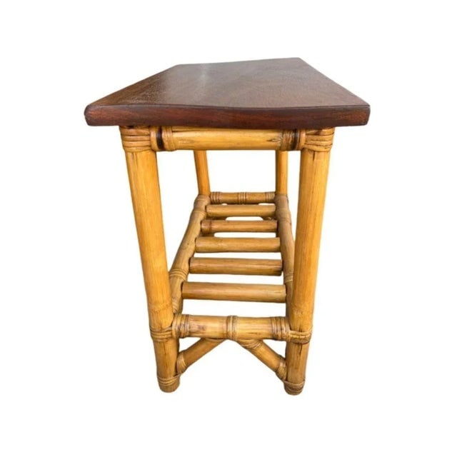 1950s Restored Child Size Floating "Ladder" Rattan Coffee & Side Table Set of 3 - 9