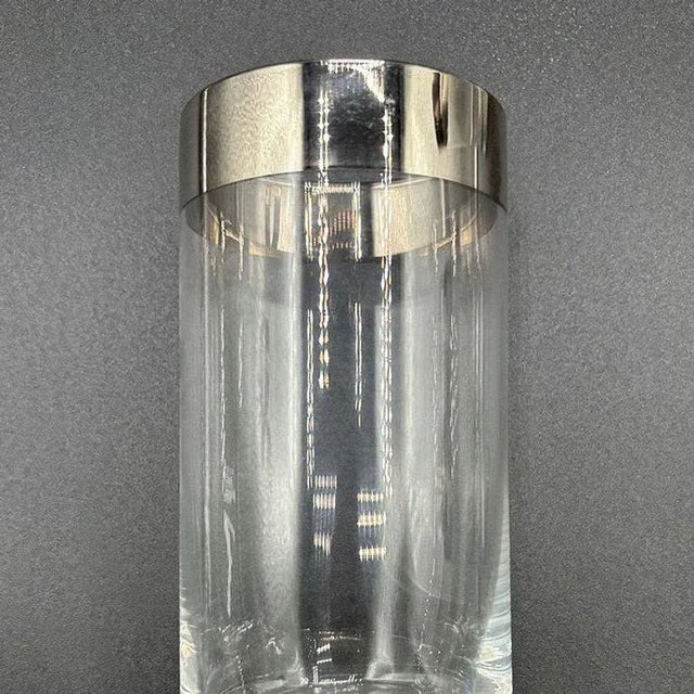 Set of 7 Barware HighBall Tumbler Glass with Silver Rim by Dorothy Thorpe, Mid 20th Century - 10