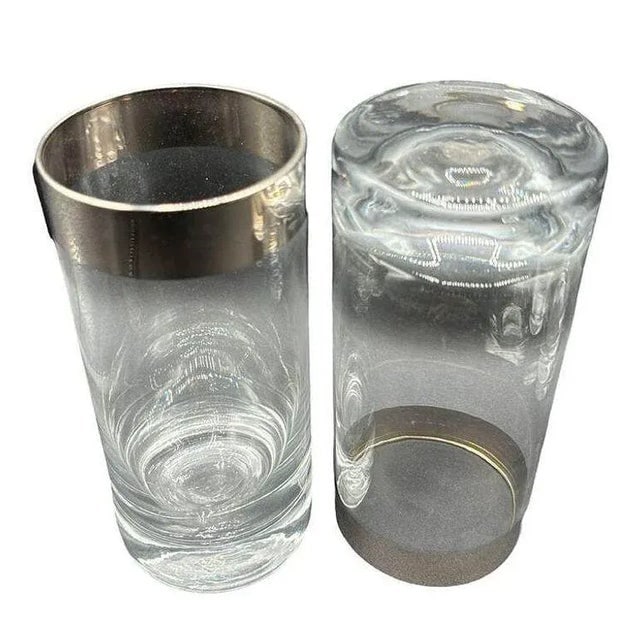 Set of 7 Barware HighBall Tumbler Glass with Silver Rim by Dorothy Thorpe, Mid 20th Century - 5