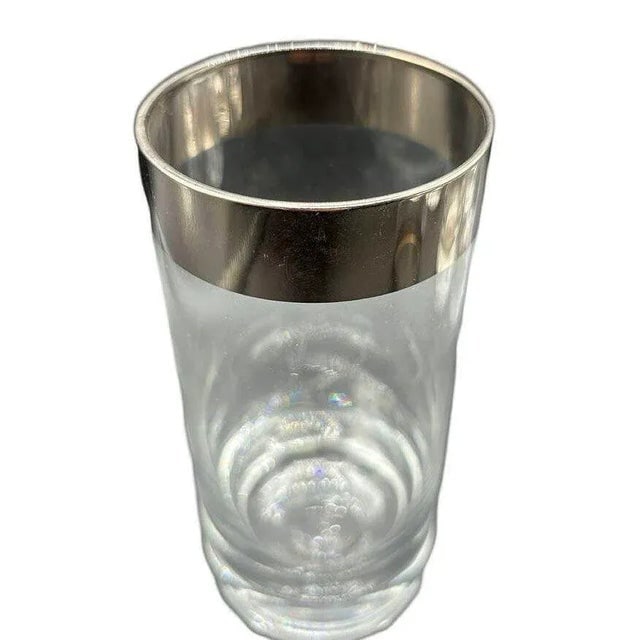 Set of 7 Barware HighBall Tumbler Glass with Silver Rim by Dorothy Thorpe, Mid 20th Century - 6