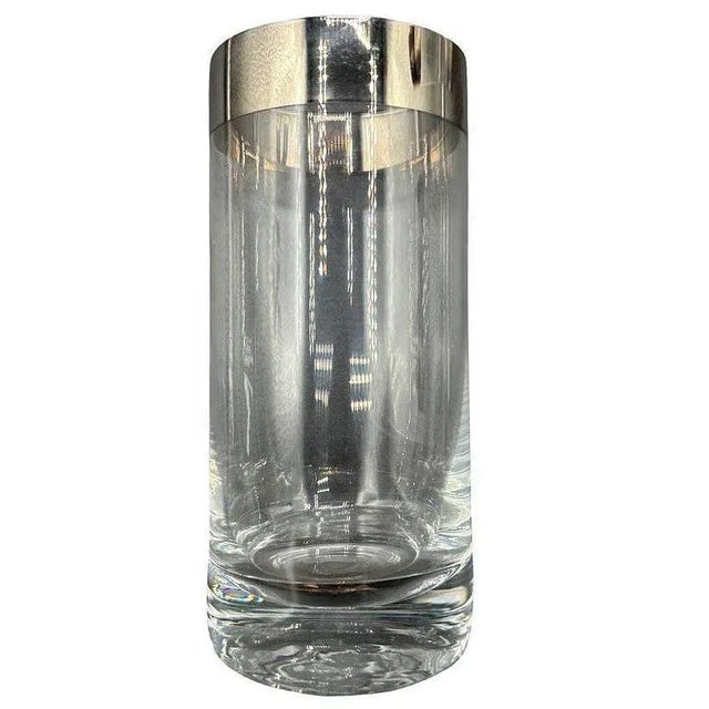 Set of 7 Barware HighBall Tumbler Glass with Silver Rim by Dorothy Thorpe, Mid 20th Century - 7