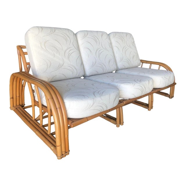Restored 3-Strand 3 Seat Rattan Sectional Sofa by Paul Laszlo for Ficks Reed (1 of 13)
