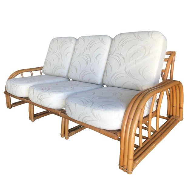 Restored 3-Strand 3 Seat Rattan Sectional Sofa by Paul Laszlo for Ficks Reed - 2