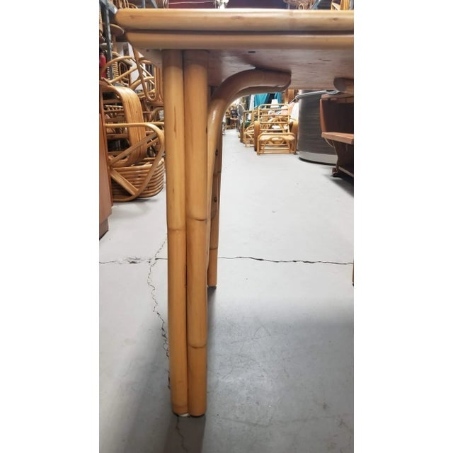 Restored Rattan Three-Strand Arched Legs Side and Drink Table With a Solid Mahogany Top - 5