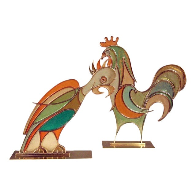 Hans Hagenauer Rooster and Parrot Figures - a Pair (1 of 4)