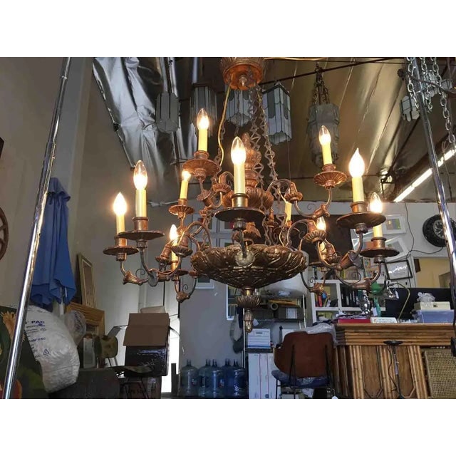 Custom Made Neo-Classic English 12 Arm Wood & Iron Chandelier - 3