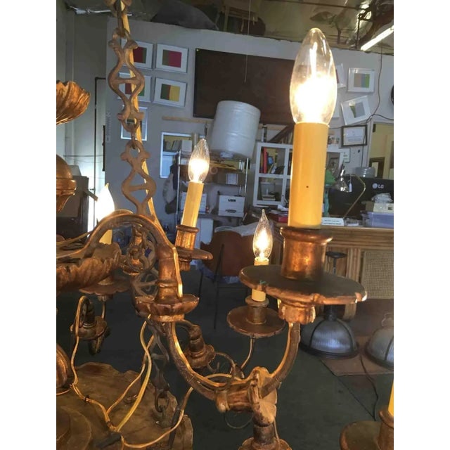 Custom Made Neo-Classic English 12 Arm Wood & Iron Chandelier - 6