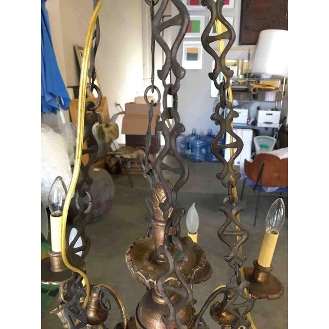 Custom Made Neo-Classic English 12 Arm Wood & Iron Chandelier - 7