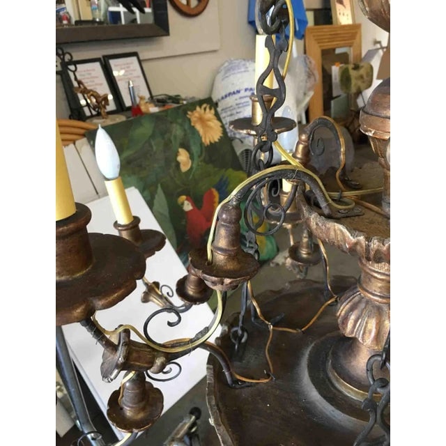 Custom Made Neo-Classic English 12 Arm Wood & Iron Chandelier - 8