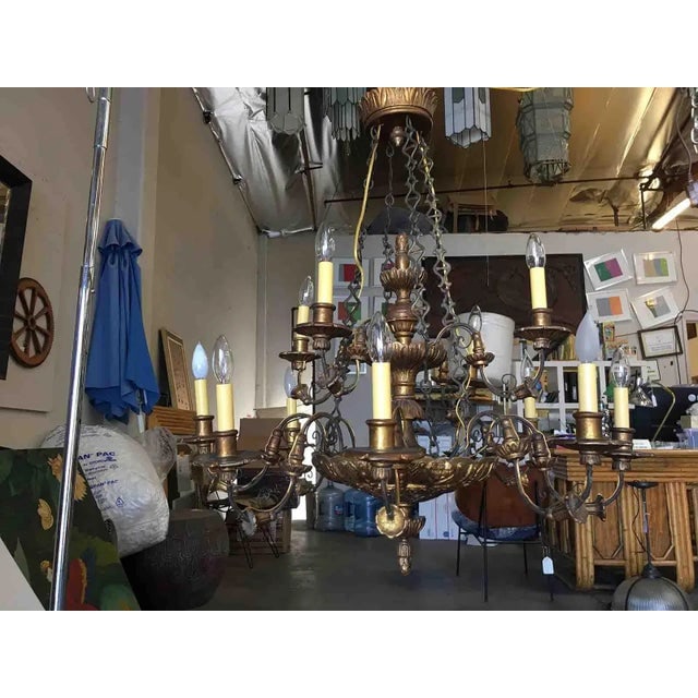 Custom Made Neo-Classic English 12 Arm Wood & Iron Chandelier - 9