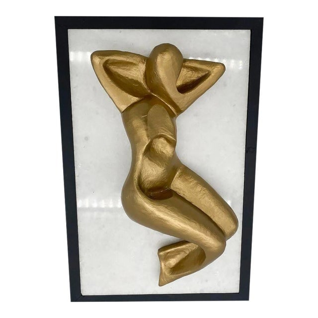 1990s Abstract Figure Bronze Female Sculpture on White Marble Base (1 of 9)