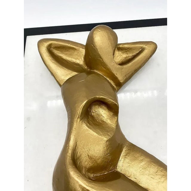 1990s Abstract Figure Bronze Female Sculpture on White Marble Base - 8