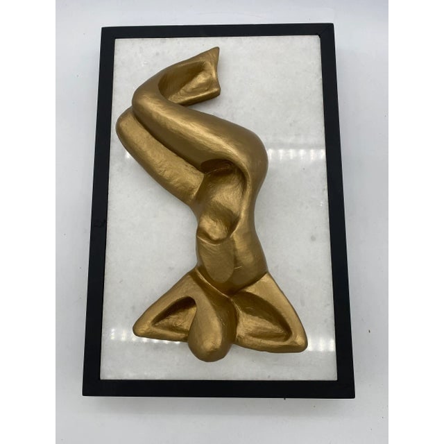 1990s Abstract Figure Bronze Female Sculpture on White Marble Base - 9