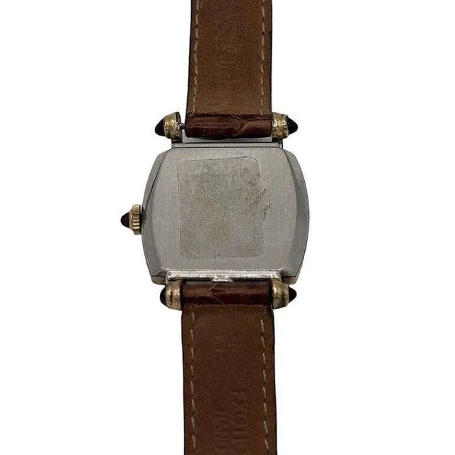 1940s Helbros Tonneau Shape Gold Filled Art Deco Mens Manual Dress Watch w/ Rubies - 7
