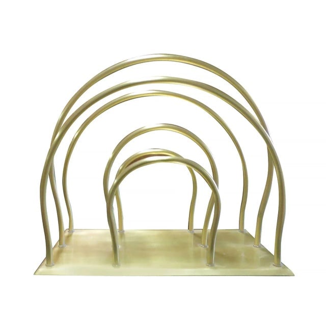 1930s Art Deco Moderne Magazine Solid Brass Rack - 2