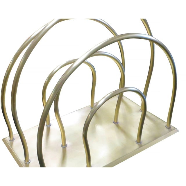 1930s Art Deco Moderne Magazine Solid Brass Rack - 3