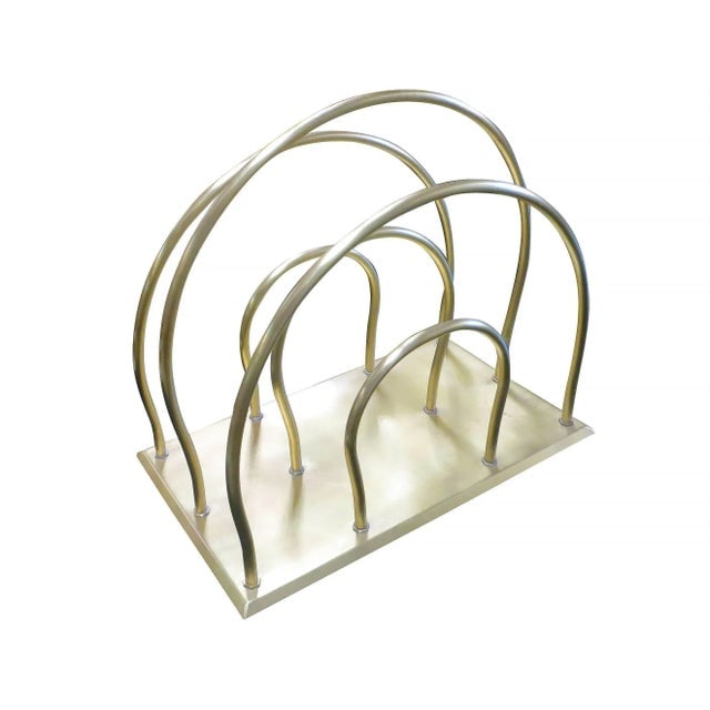 1930s Art Deco Moderne Magazine Solid Brass Rack - 4