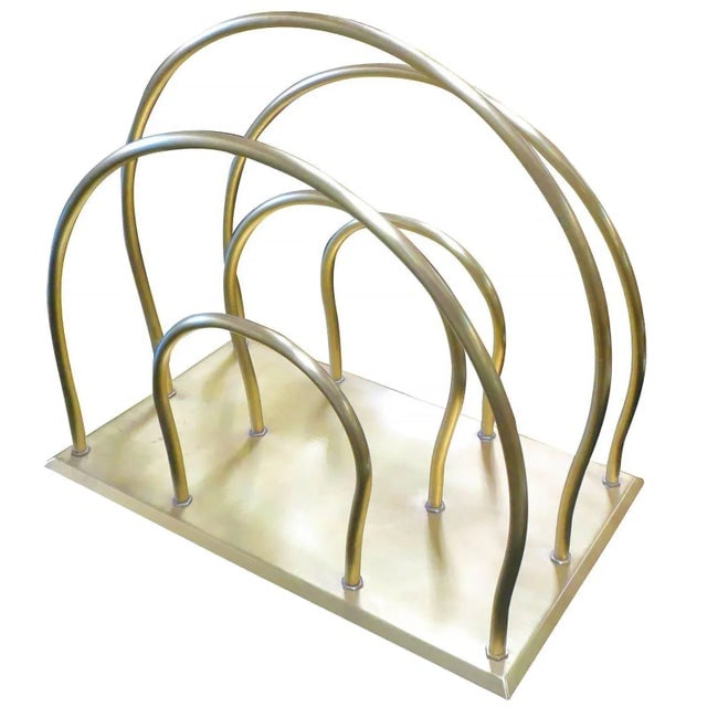 1930s Art Deco Moderne Magazine Solid Brass Rack - 5