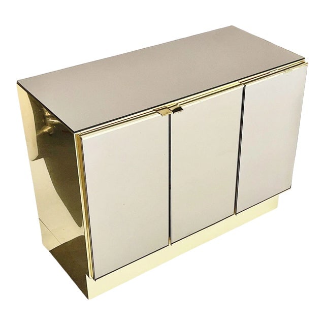 1970's Brass and Mirror Three Door Cabinet by Ello (1 of 5)