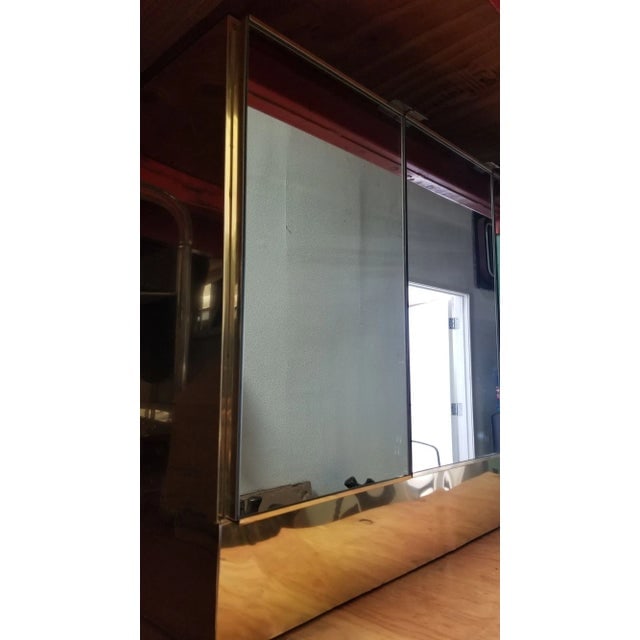 1970's Brass and Mirror Three Door Cabinet by Ello - 3