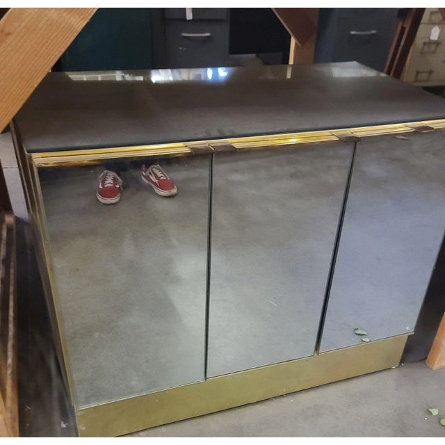 1970's Brass and Mirror Three Door Cabinet by Ello - 4