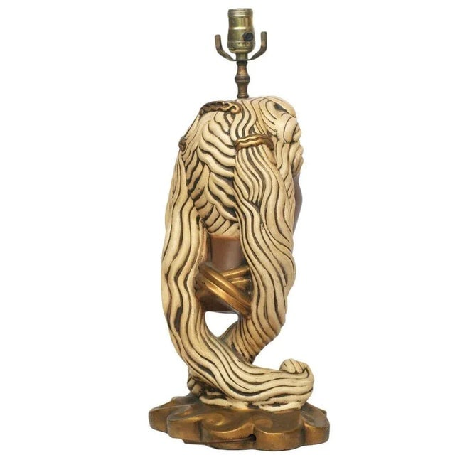 Mid-Century Female Bust Chalkware Lamp - 6