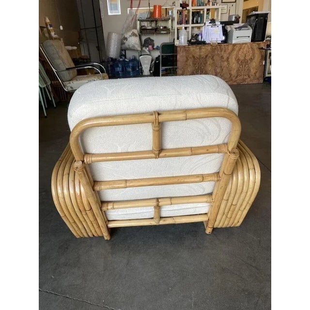 Restored Six-Strand Square Pretzel Rattan Lounge Chair With Ottoman - 7