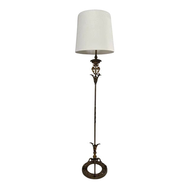 1930s Hollywood Regency Cast Iron Torchiere Floor Lamp by Rembrandt (1 of 6)