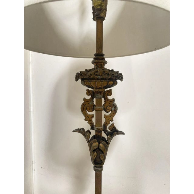 1930s Hollywood Regency Cast Iron Torchiere Floor Lamp by Rembrandt - 4