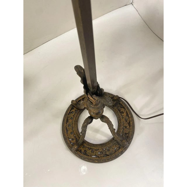 1930s Hollywood Regency Cast Iron Torchiere Floor Lamp by Rembrandt - 5
