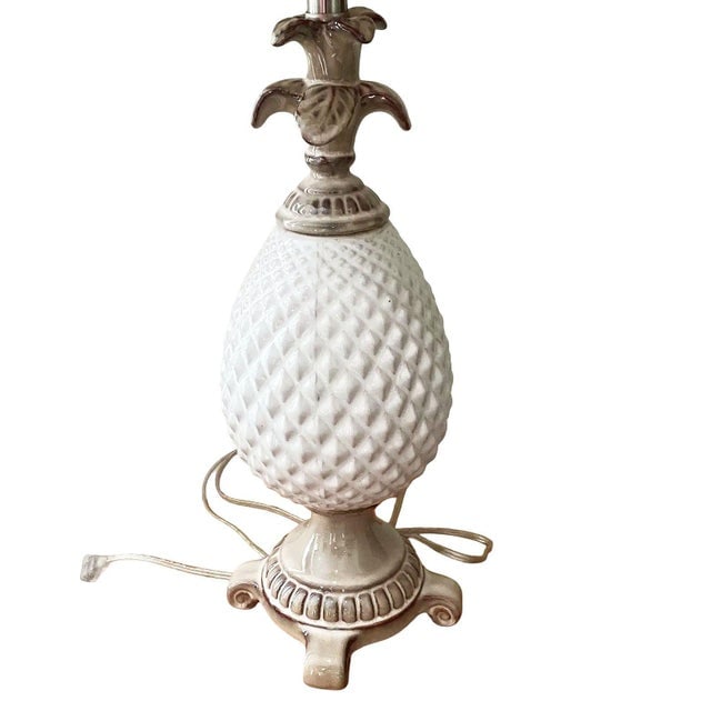 Mid 20th Century Mid-Century Modern White Ceramic Pineapple Pedestal Lamp - Single - 3