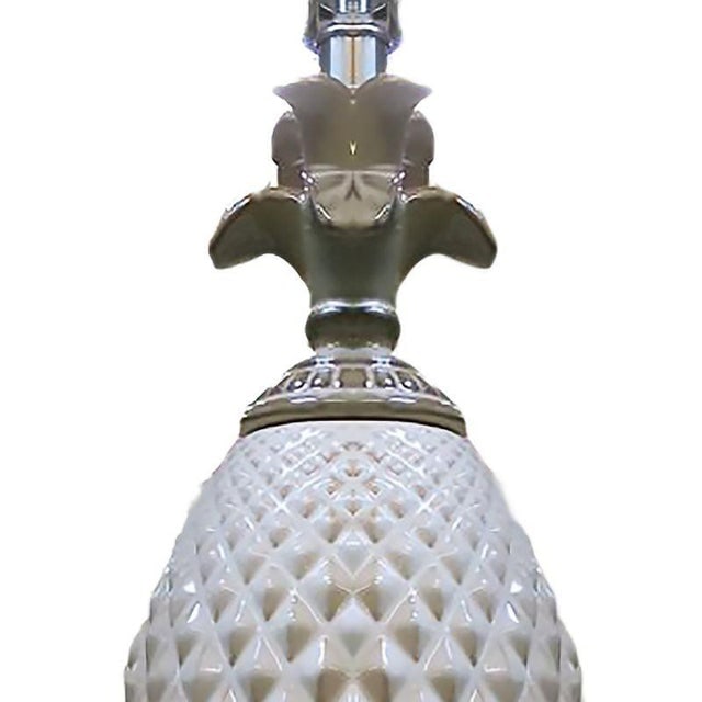 Mid 20th Century Mid-Century Modern White Ceramic Pineapple Pedestal Lamp - Single - 6