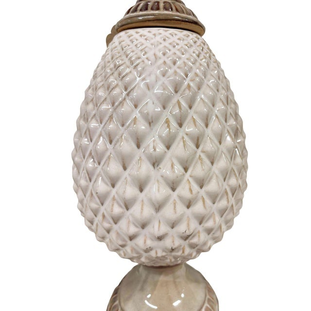 Mid 20th Century Mid-Century Modern White Ceramic Pineapple Pedestal Lamp - Single - 7