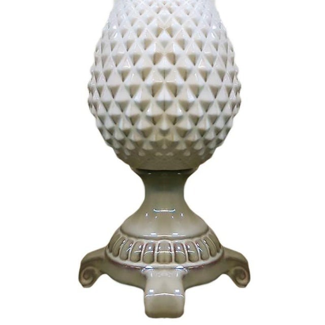 Mid 20th Century Mid-Century Modern White Ceramic Pineapple Pedestal Lamp - Single - 8
