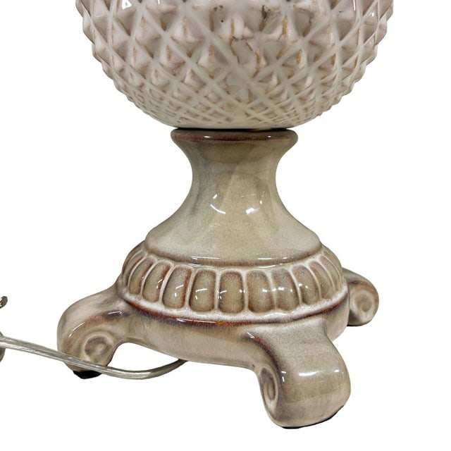 Mid 20th Century Mid-Century Modern White Ceramic Pineapple Pedestal Lamp - Single - 9
